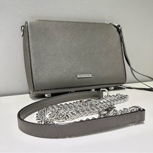 Rebecca Minkoff Avery Studded Leather Crossbody Shoulder Bag Clutch, Grey